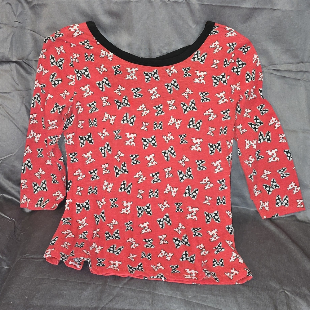 Disney Red and Black Long Sleeve Women's Top
